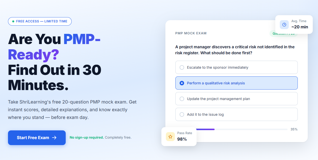 Introducing the ShriLearning Free PMP Mock Test: Your Diagnostic Tool for PMP Success